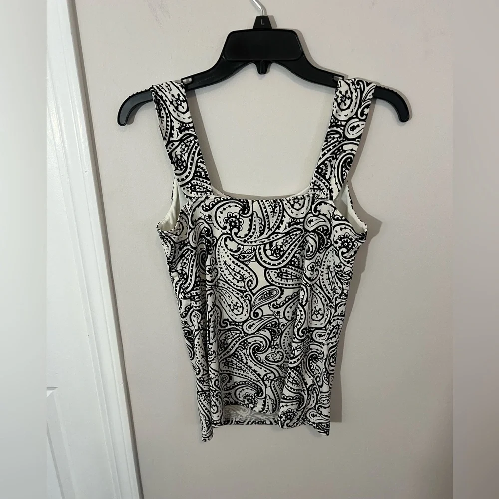 Ann Taylor Factory Black and White Paisley Tank Top - Picture 2 of 4